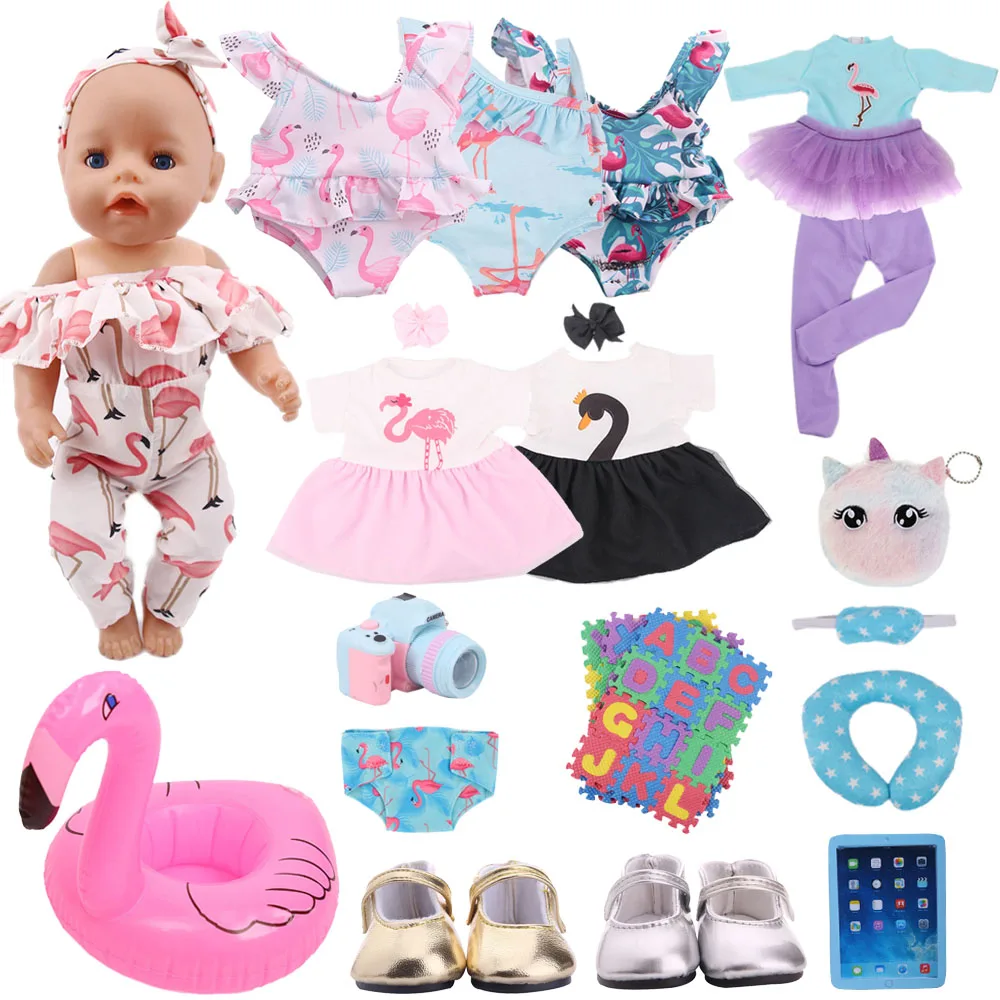 

Doll Clothes Flamingo Dress Shoes Accessories For Doll Clothes Born Baby Fit 18 Inch American&43Cm Baby New Born Doll Reborn