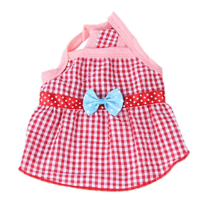 Утонченное летнее платье в клеточку для собак Милая юбка средней длины одежда