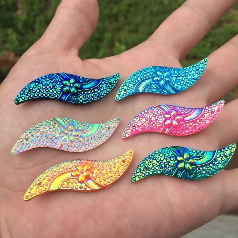 DIY 8 шт 15*46 мм кристалл AB плоская задняя Рейнская каменная s-образная Смола