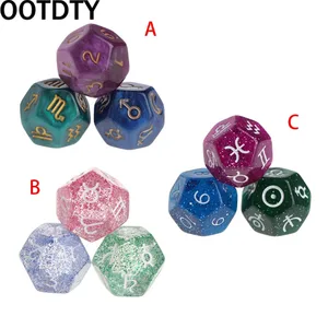 3 шт Многоцветный 12-сторонние смолы кости Астрология Таро Созвездие Гадания и предсказания