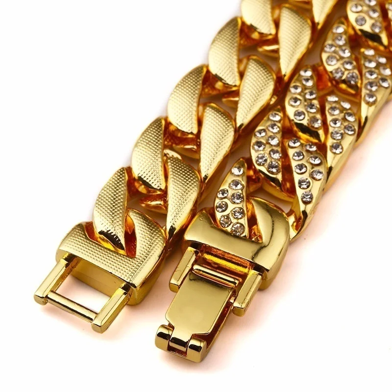 

Men's Heavy Solid Alloy Curb Chain Bracelet Sand Blast BangleMen Hip Hop Rock Bracelet Fashion Jewelry Wrist Chain Bangle Gift