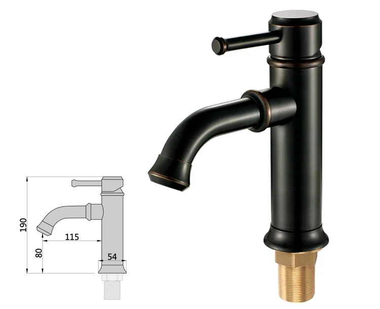 Современный черный кран для раковины из твердой латуни с одним отверстием один