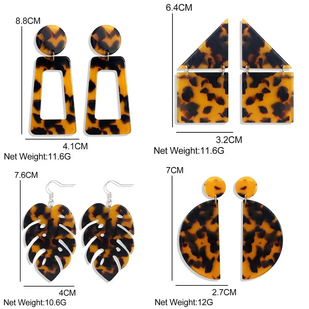 Женские леопардовые серьги JJFOUCS круглые квадратные сережки-подвески из аксусной