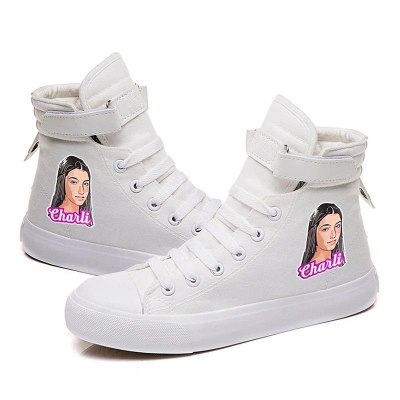 

Newest Charli Damelio Kawaii Cup Sneakers Student Classic High Hop Shoes Travel Casual Shoes High Top Flat Shoe Size 45