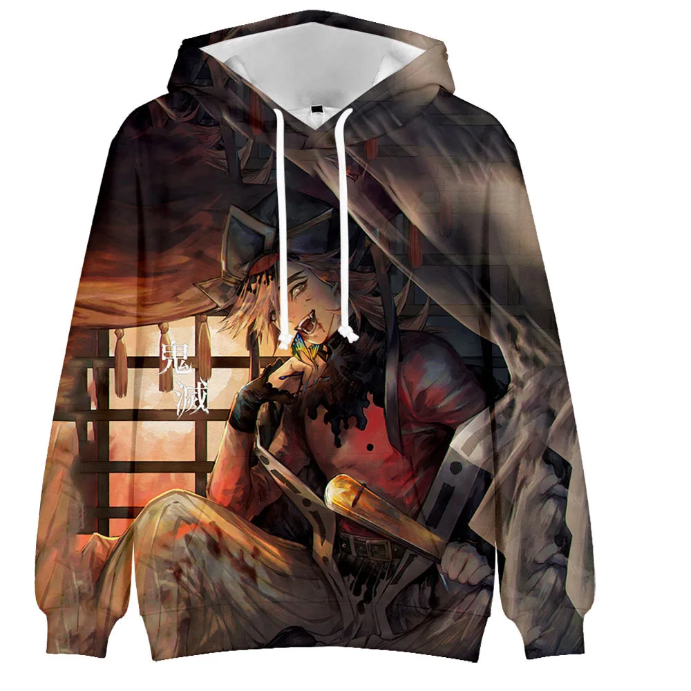 

Толстовка с капюшоном для мужчин и женщин, свитшот с 3D принтом аниме, рассекающий демонов, уличная одежда в стиле Харадзюку
