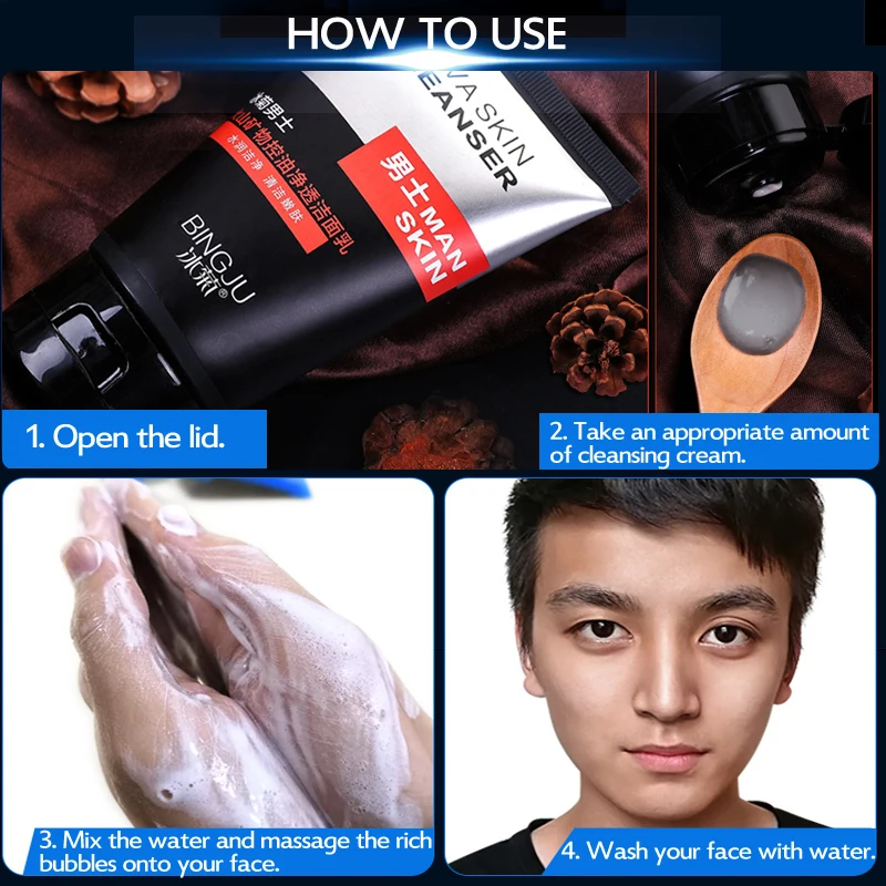 

Men's Moisturizing Face Cream+Deep Cleansing Cream Man Skin Care Anti Aging Day Cream Serum Anti Wrinkle Oil-control Whitening