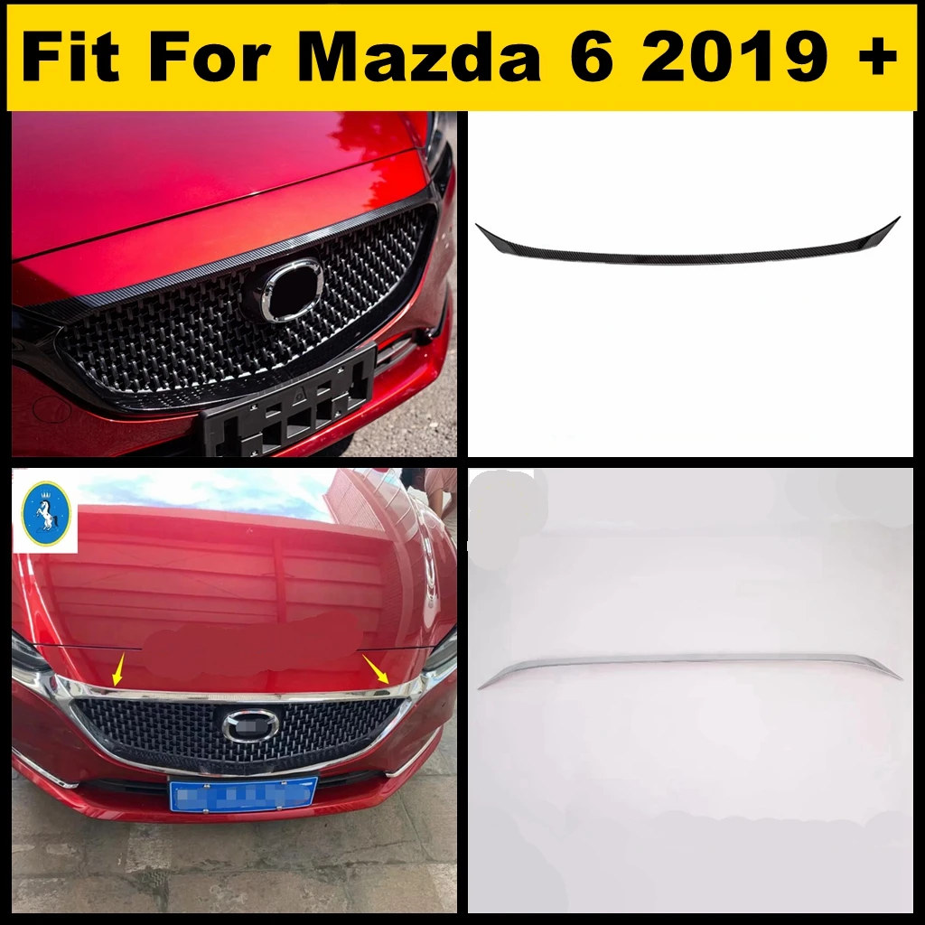 

Декоративная лента на переднюю крышку капота двигателя, Накладка для Mazda 6 2019 2020, аксессуары из хромированного/углеродного волокна для внешн...