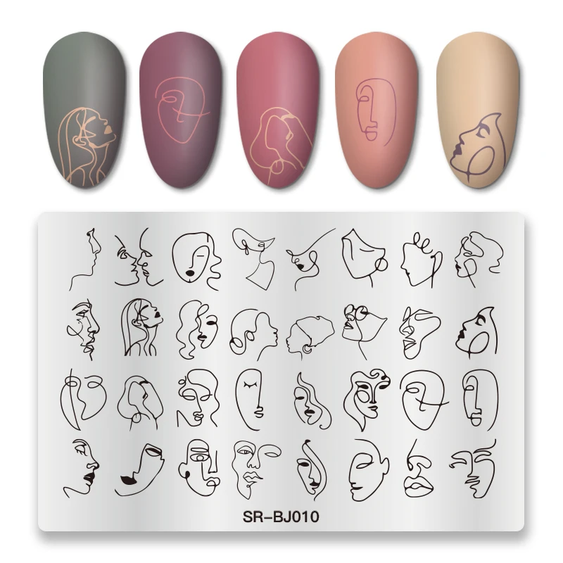 Женские трафареты из нержавеющей стали для стемпинга ногтей С Простыми линиями |