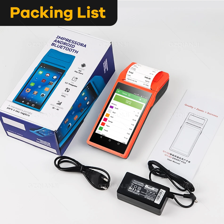 PDA POS портативный терминал Pos встроенный термальный bluetooth принтер 58 мм wifi Android