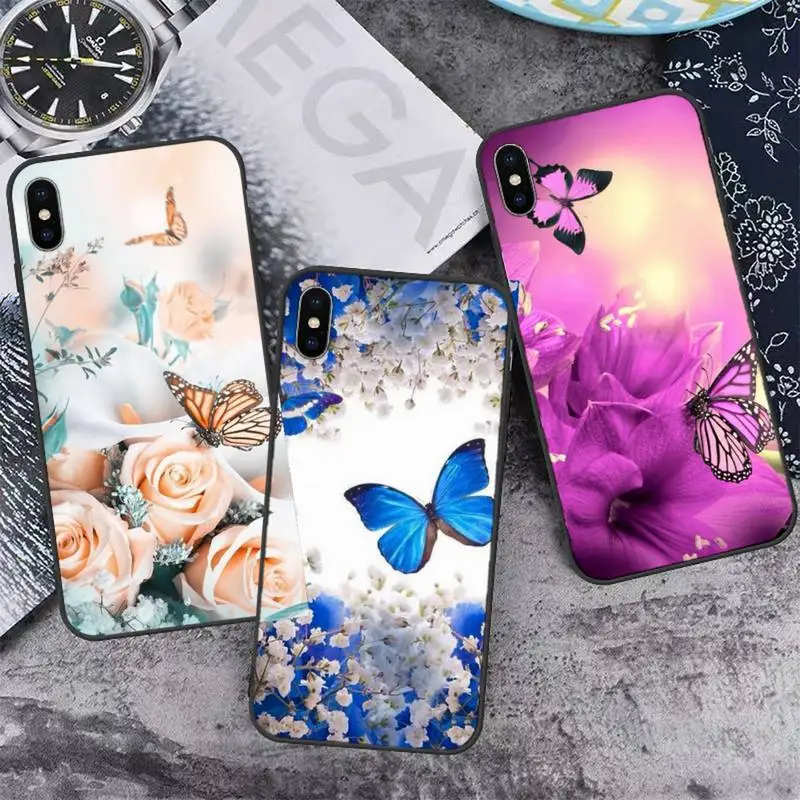 

Butterfly flower Phone Case for iPhone 12 11 mini pro XS MAX 8 7 6 6S Plus X 5S SE 2020 XR