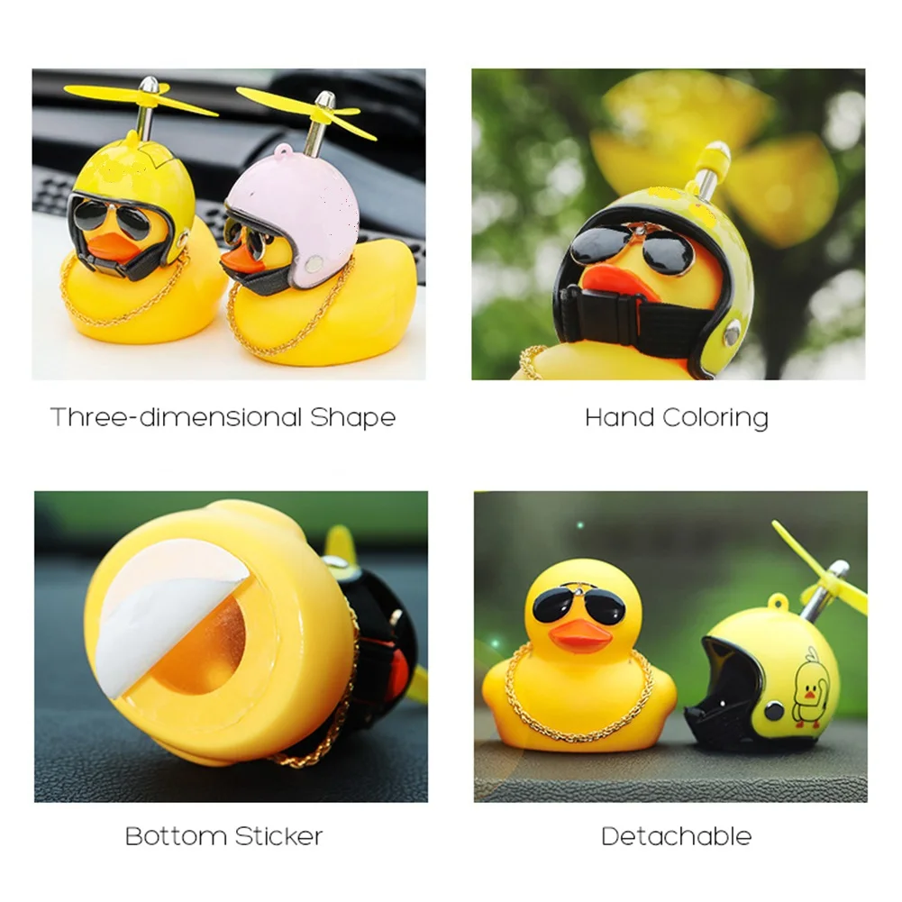 Mobil Ornamen Bebek dengan Helm Flash Light dengan Tali Kecil Bebek Kuning Peta Sepeda Motor Berkuda Bersepeda Lampu Aksesoris Sepeda