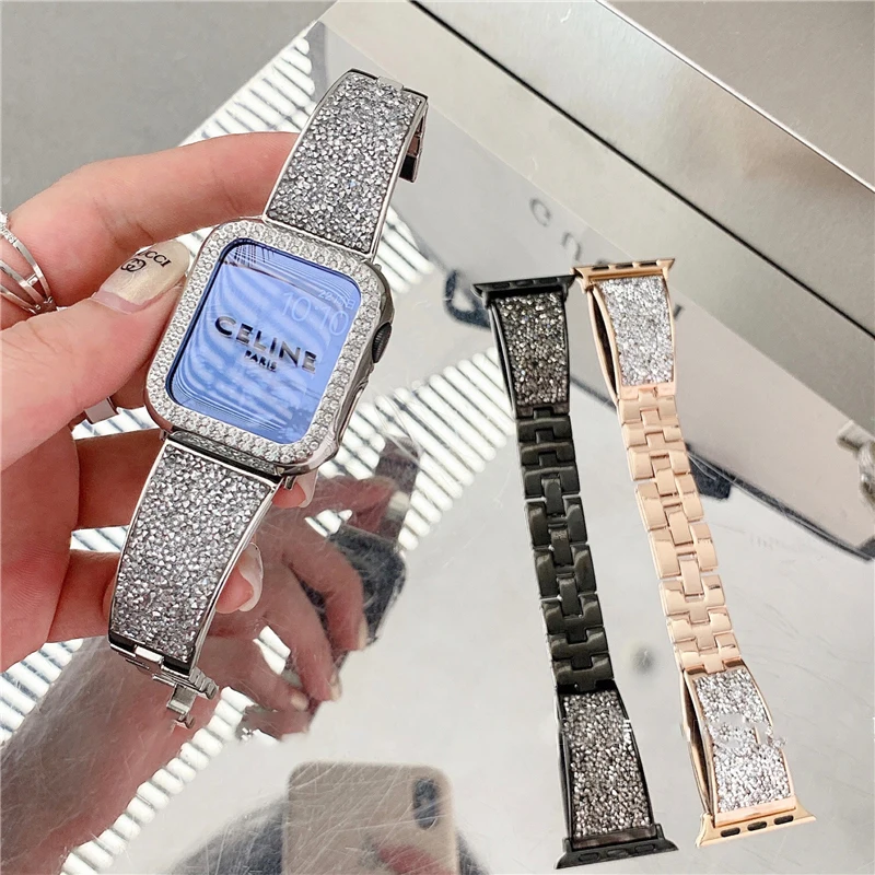 Suitable for Apple Watch metal strap 40mm 44mm 38mm 42mm fashion diamond wristband Iwatch 654321SE men and women wristband