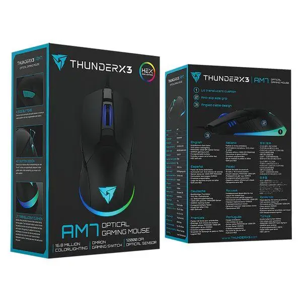 Игровая мышка со светодиодной подсветкой Aerocool AM7HEX 12000 Точек на дюйм синий|Мыши| |