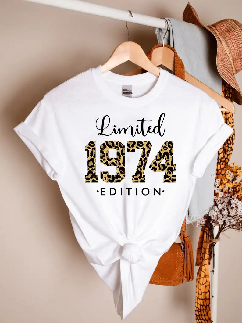 

Limited Edition 1974 Shirt 48th Birthday Gift Fashion Bachelorette Party Aesthetic Cotton O Neck Short Sleeve Top Tee Graphic