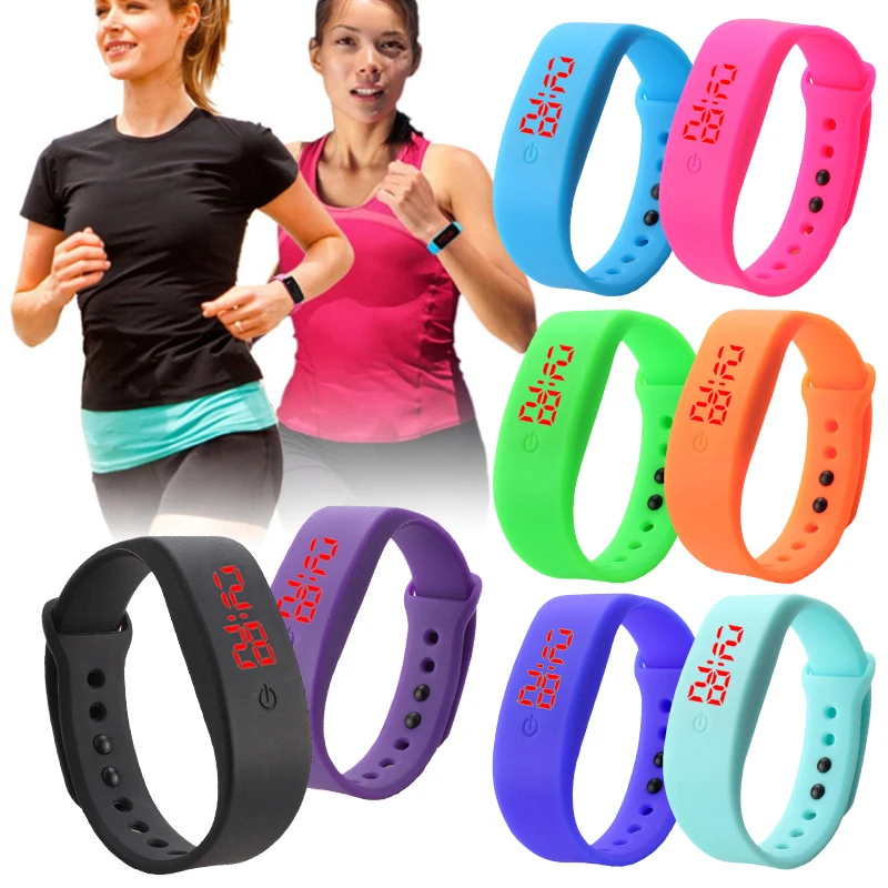 Детский электронный браслет светодиодные спортивные часы с экраном силиконовые