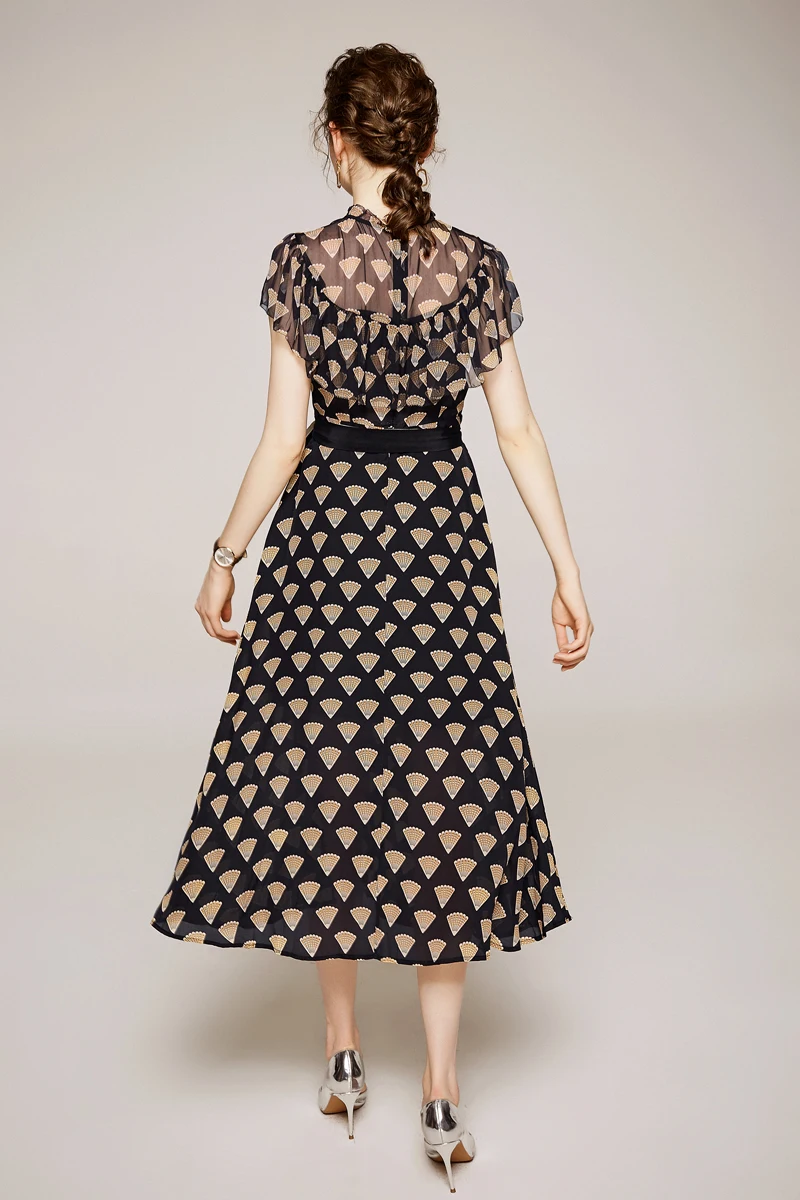 Женское модельное платье из 100% шелка модные высокие уличные платья с круглым