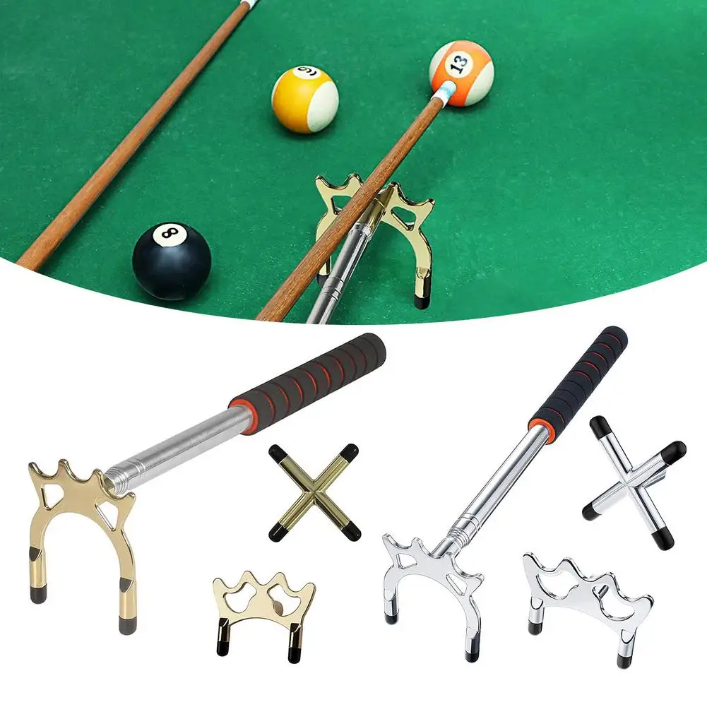 

35 Cm Telescopic Billiard Cue Bracket Retractable Billiards Pool Cue Stick Rod Holder With 3 Detachable Brass Bridge Head