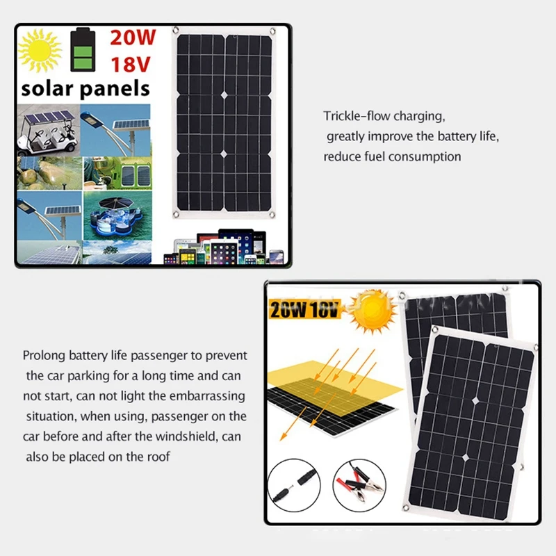 

20W 18V Monocrystalline Solar Photovoltaic Panel Environmentally Friendly Portable Solar Charging Panel Solar Panel