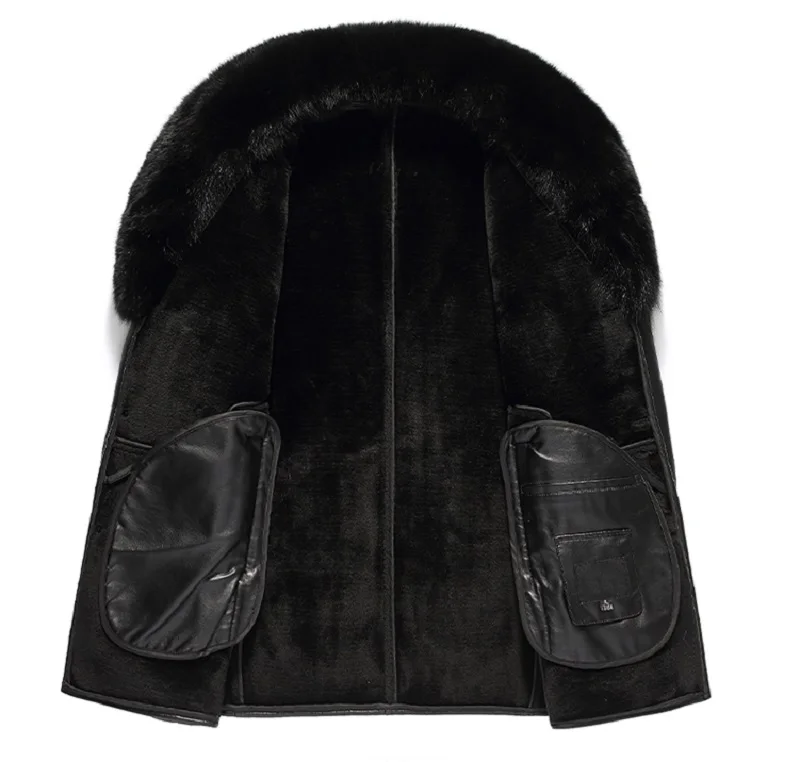 Пальто BATMO мужское из натуральной кожи с воротником лисьего меха | Мужская одежда
