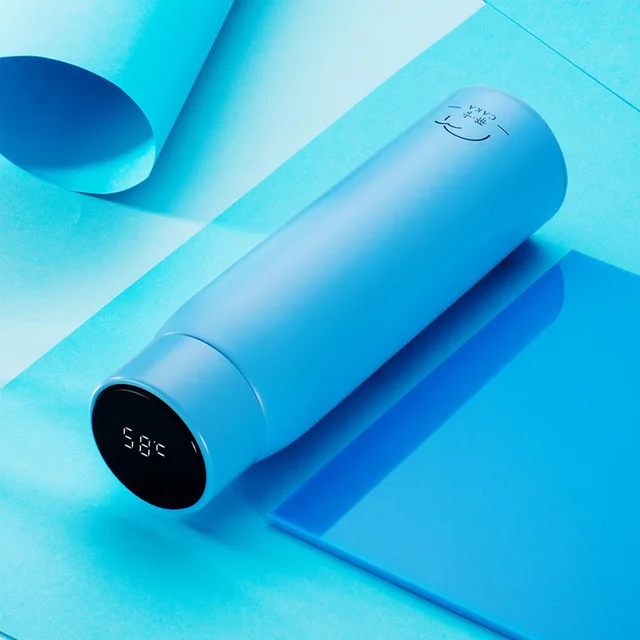 blue Интеллектуальный температурный измерительный стакан светодиодный сенсорный дисплей Термочашка Деловой Подарок чашка термос - Цвет: blue