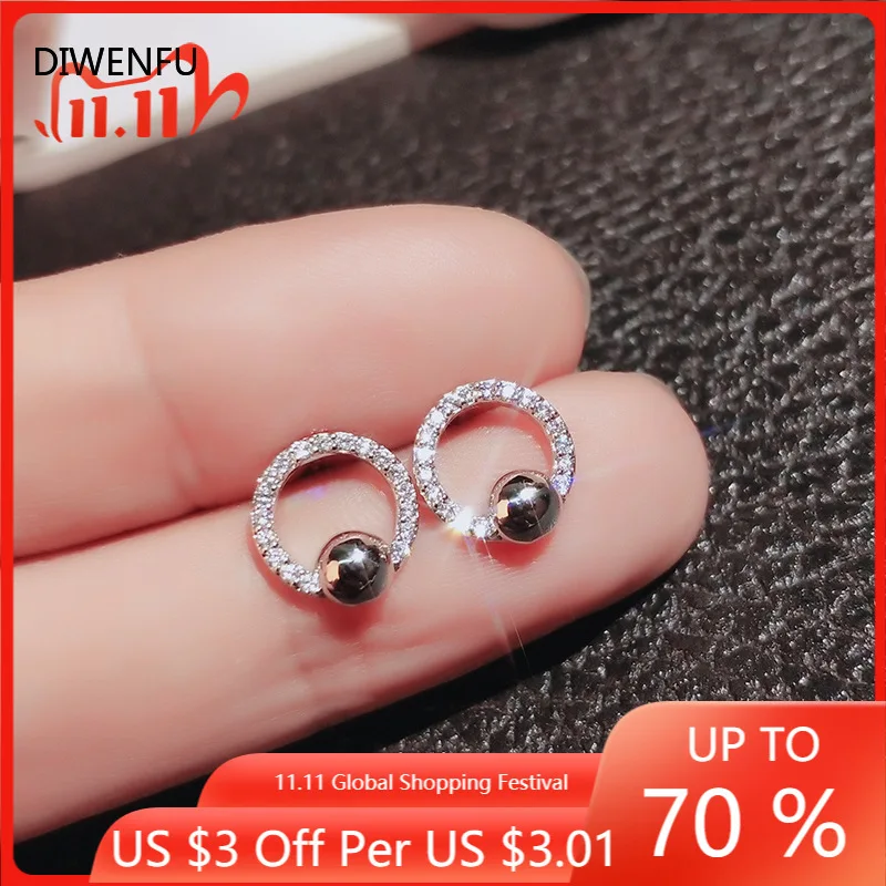 

Diamond S925 Sterling Silver Stud Earrings for Women 2020 Cute/Romantic Gift Round Jewelry Wedding Silver Earrings for Women