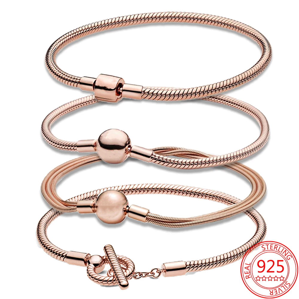 

Новые поступления 925 стерлингового серебра розовое золото романтический момент змея цепи основные браслеты с подвесками женские ко дню мат...