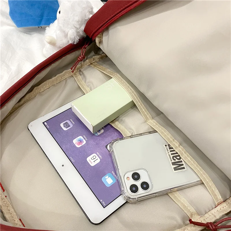 

DCIMOR Letter Embroidery Waterproof Nylon Women Backpack Female Multi-pocket Travel Bag Big Schoolbag for Teenage Girl Rucksack