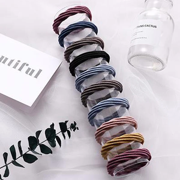 10pcs Mixed color 10 шт./партия Женский однотонный резинки для волос лента для волос базовые эластичные резинки для волос конский хвост модная женская резинка для волос аксессуары - Цвет: 10pcs Mixed color