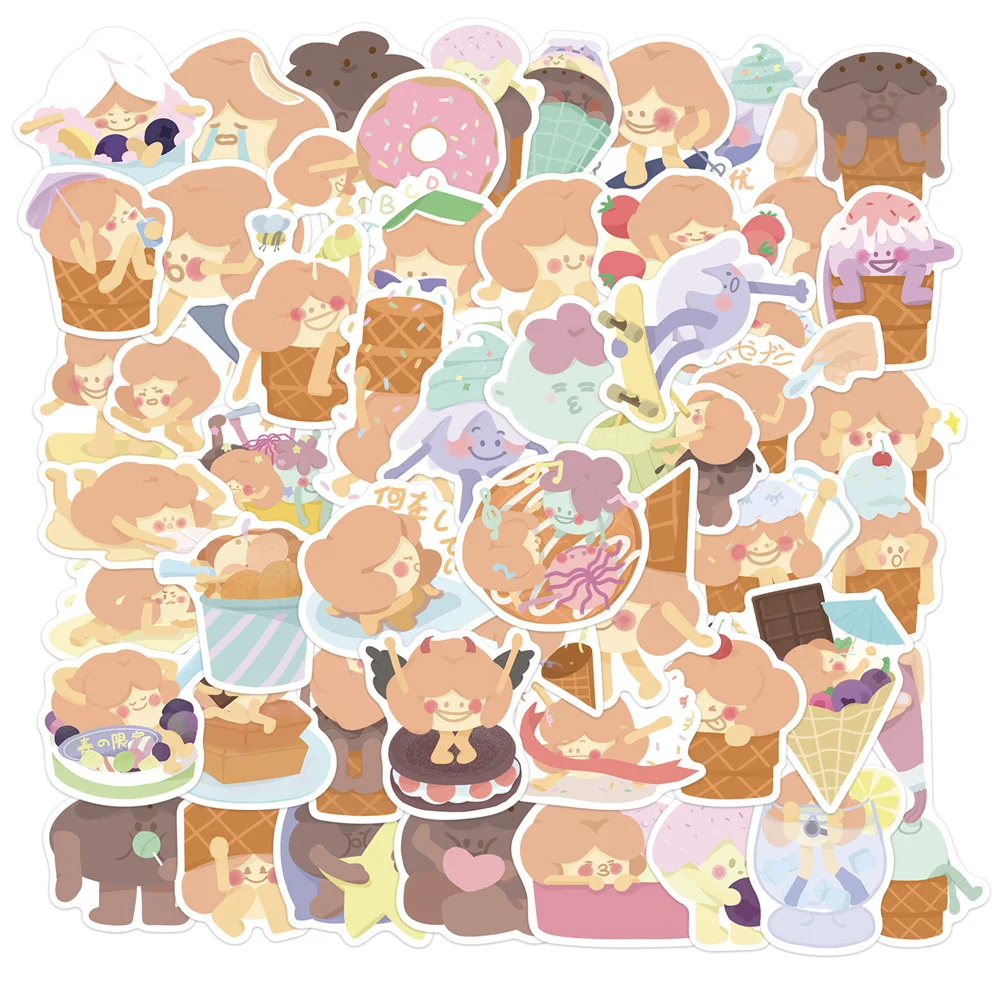 

10/30/50PCS Cartoon Image Ice Cream Girl Graffiti Stickers Notebook Motorcycle Car Body Stickers Wholesale