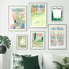 Акварель Нью-Йорк иллюстрация Современная Настенная Картина на холсте скандинавские постеры и принты настенные картины для декора гостиной