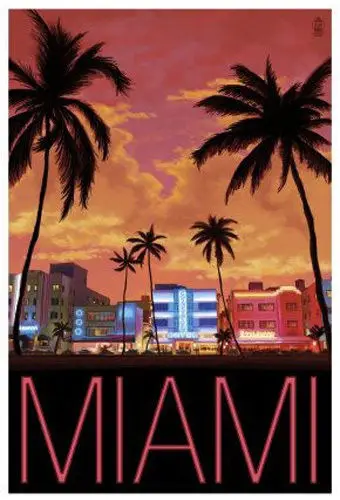 

Фотография путешествий в стиле ретро Майами, шелковая фотокартина, 24x36 дюймов