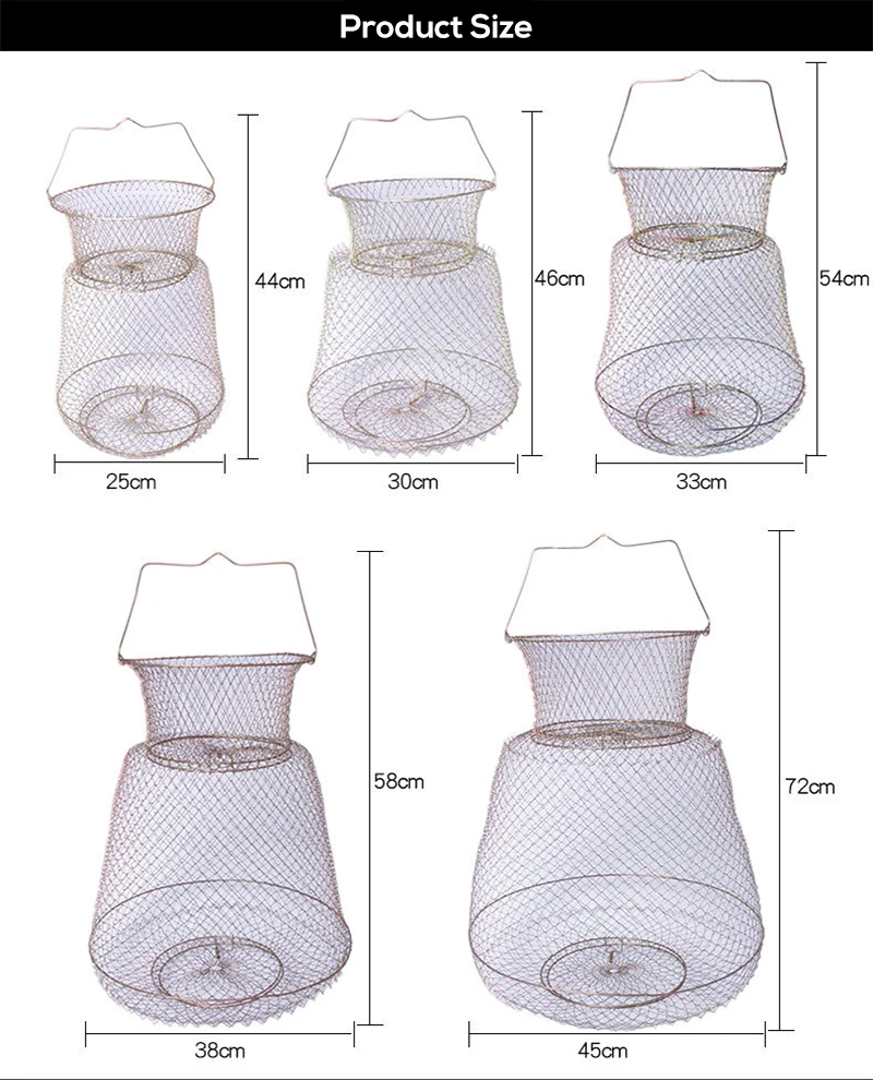 

Foldable Metal Wire Fishing Net Cage Iron Wire Basket For Crabs Squid Shrimp Fishing Accessory