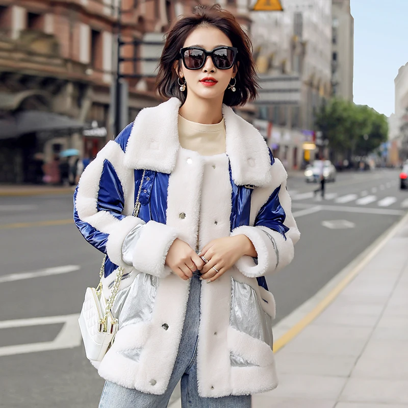 

Одежда осень-зима женский пуховик 2020 пальто с натуральным мехом Женская шерстяная куртка корейский стиль овечья шерсть Топы ZT4351