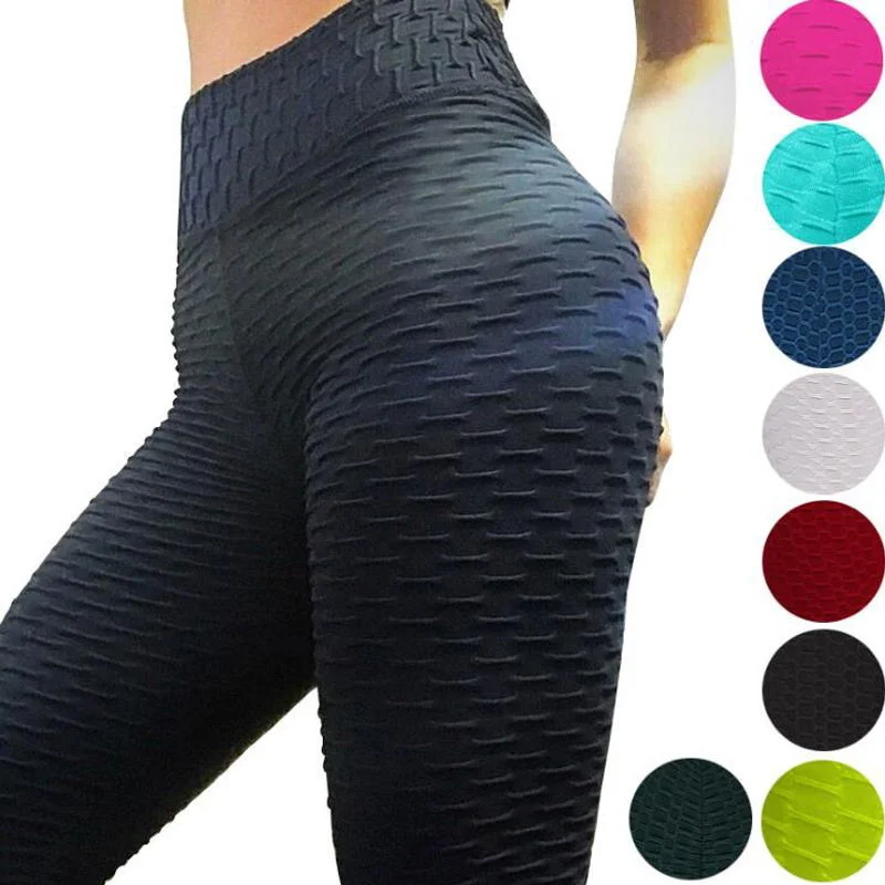

2021 Sexy Yoga Pants Fitness Sports Jacquard Push Up Leggings Female Running Trousers High Waist Leggins Gym