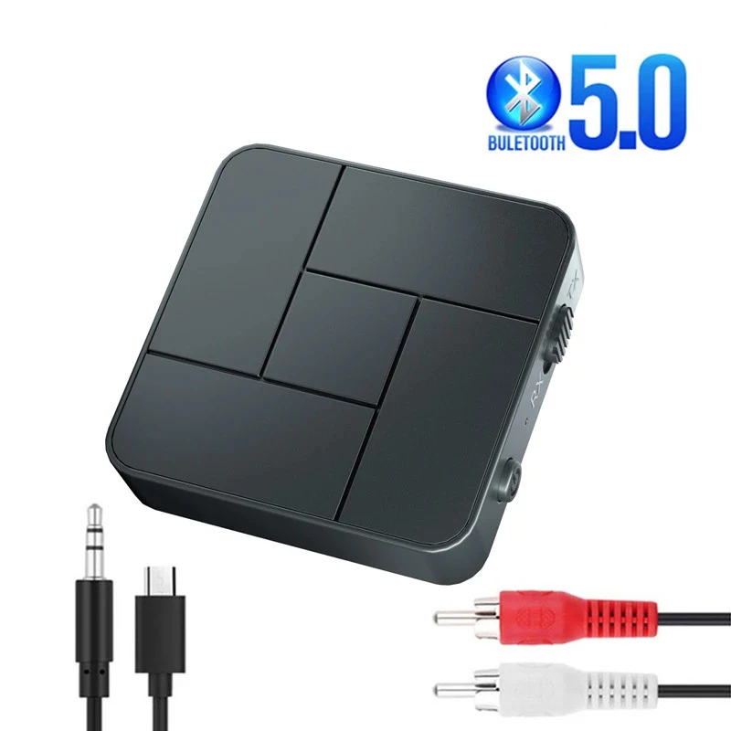 

Bluetooth 5.0 Audio Receiver Transmitter 3.5mm AUX Jack RCA USB Dongle Stereo Wireless Adapter With Mic For Car TV PC Headphone