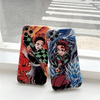 luxury japan anime demon slayer phone case for iphone 12 11 pro xs max 7 8 plus x xr cute cartoon soft silicone back cover coque