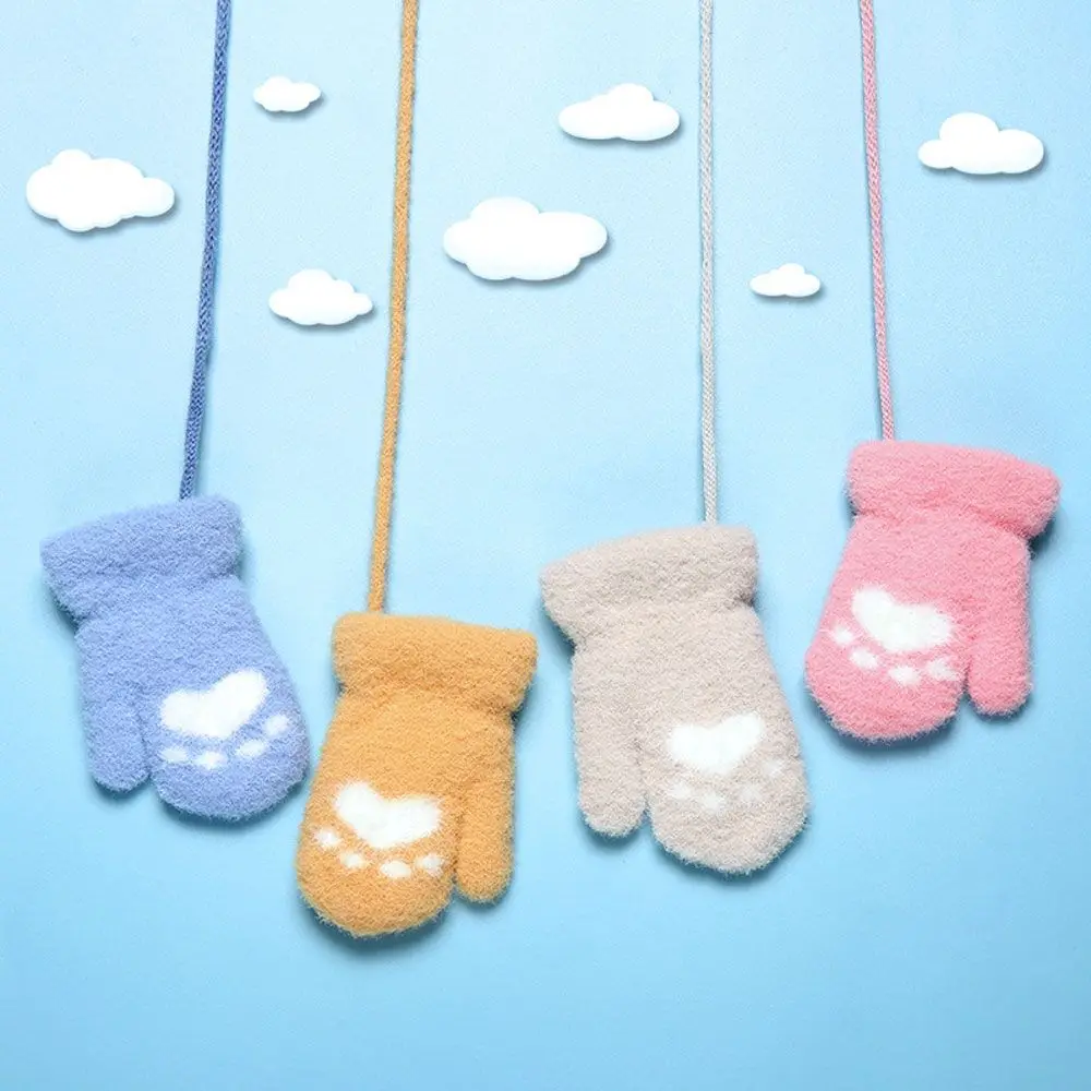 

New Plush Baby Glove Cat Claw Pattern Newborn Glove Infant Knitted Glove Warm Mittens Soft Thick Glove Children's Accessories