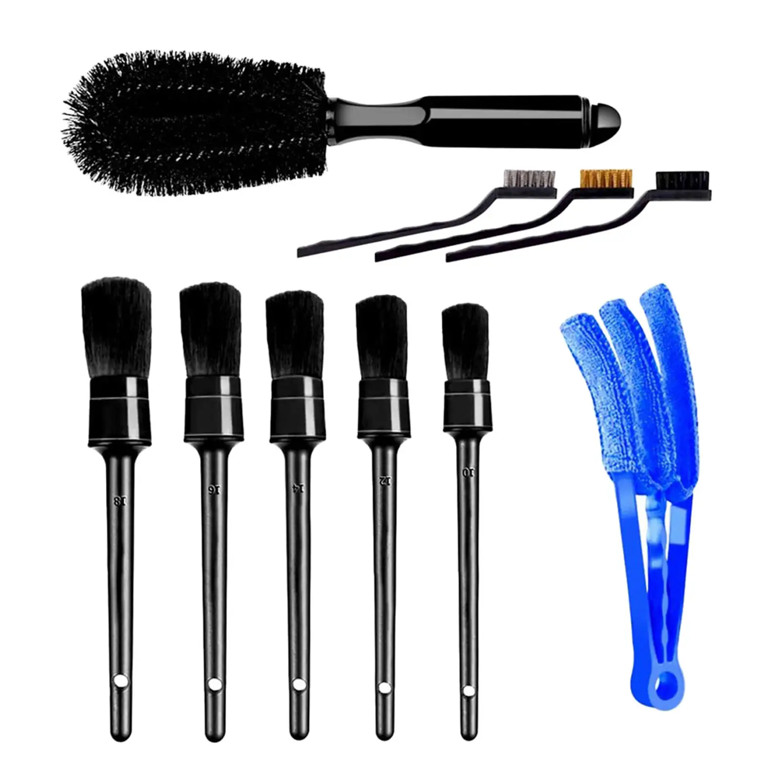 

Set of 10 Multi-Purpose Premium Detailing Brush Kit Air Vents Wheel Engine Detail Clean Brush Set Tool