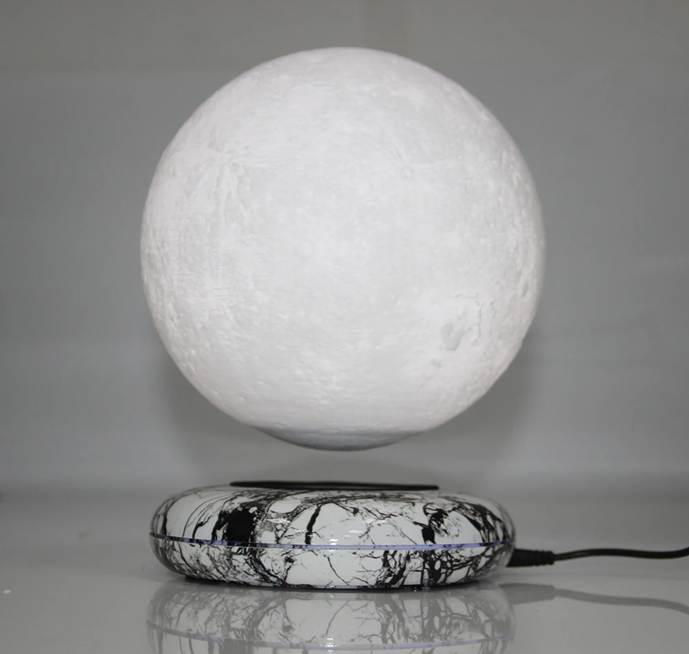 New invention gift Office Desk Decoration Magnetic Levitation 8 inch moon Globe Stone imitation base Floating Night Light | Дом и сад