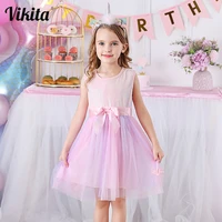 vikita girls sleeveless summer dress children casual vestidos toddlers kids birthday party school clothes girls sequins dresses