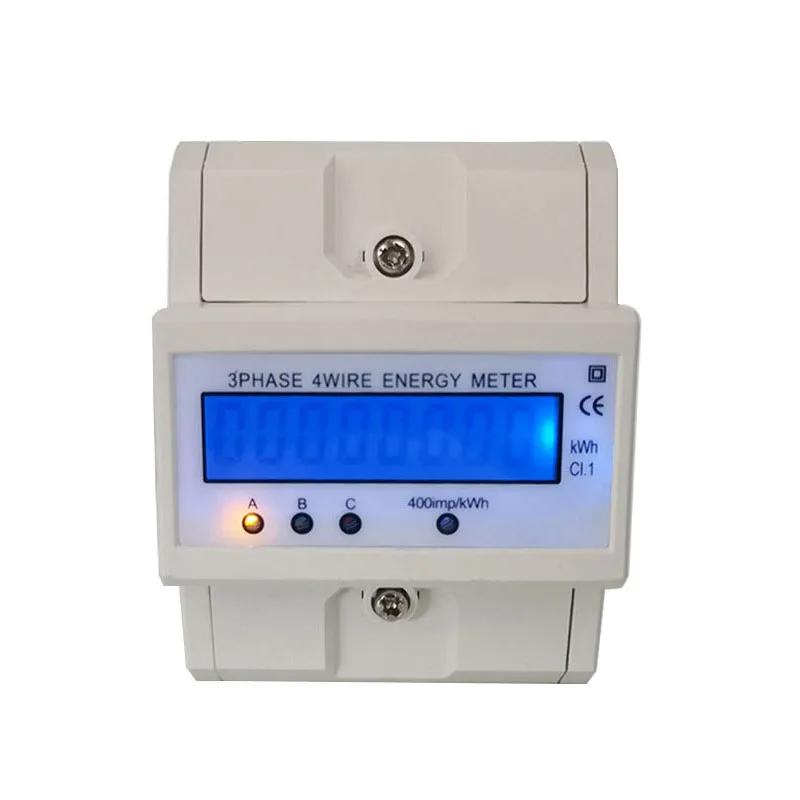 

DIN Rail 3-Phase 4-Wire Electronic Watt Energy Meter Wattmeter 5-100A AC 50Hz Backlit Display Three-Phase Four-Wire Energy Meter