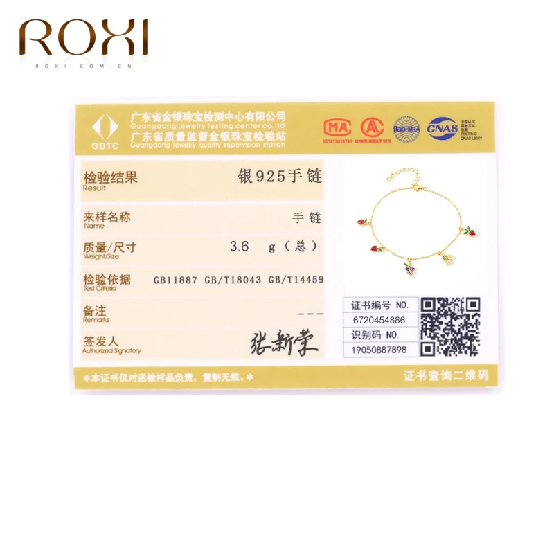 

ROXI S925 Silver Bracelet for Women High Quality INS Colorful Zircon Friut Strawberry Grape Chain Bracelets Valentine's Day Gift