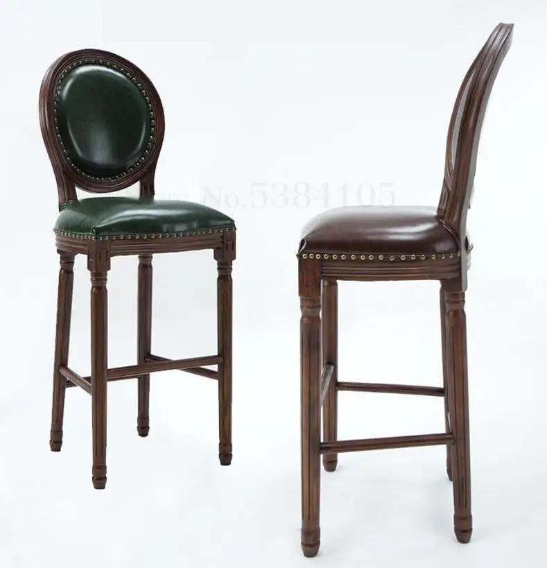 Американский барный стул из массива дерева Европейский Ретро высокий спинка