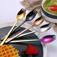 cathylin salad spoon fork multi function stainless steel colorful dinnerware fruit instant noodles spoon fork flatware ot19050