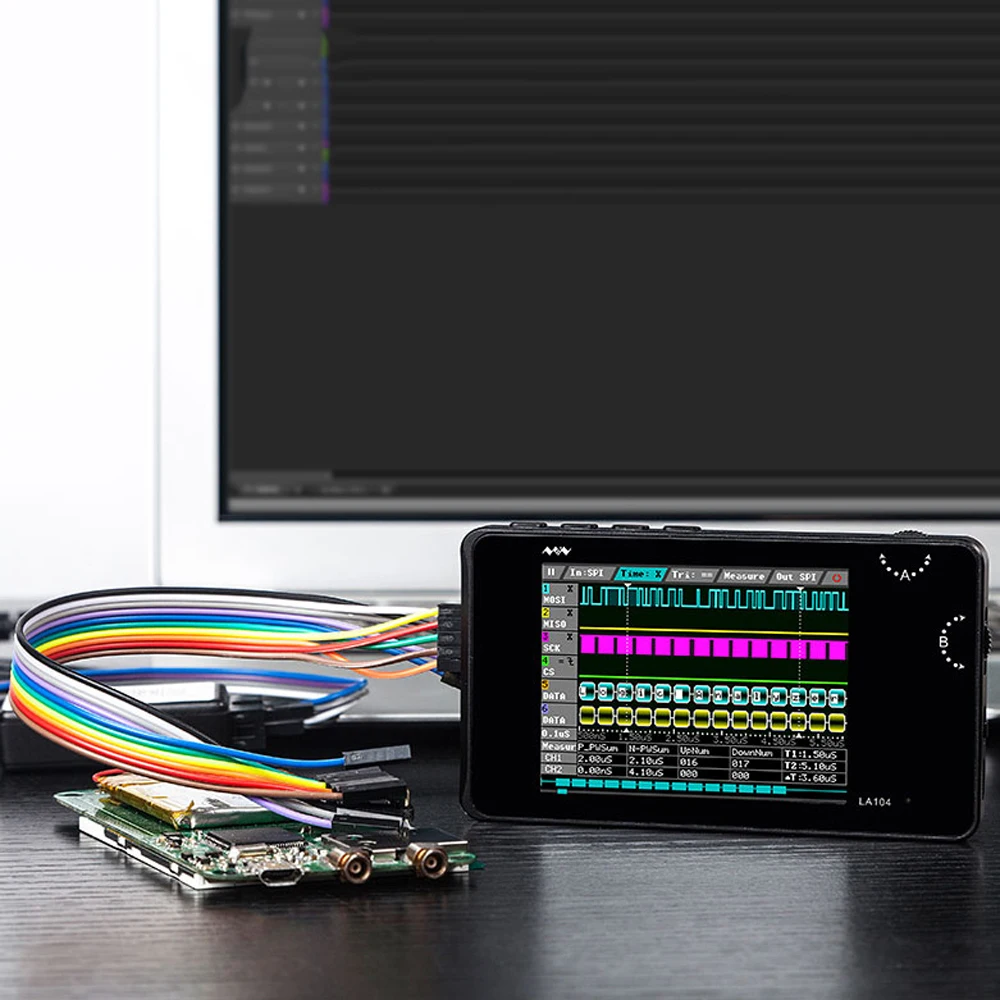 

NEW Digtial Mini Logical Analyzer LA104 USB 4 Channels 100Mhz Max Sampling Rate Built in 8MB Flash Storage 2.8 inch Oscilloscope
