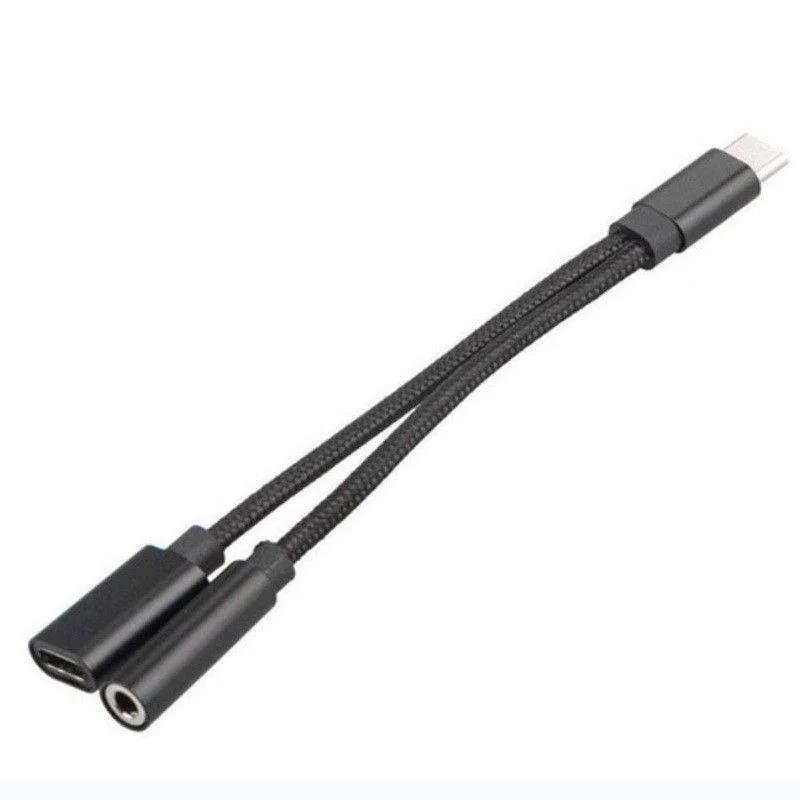 3 в 1 Зарядка и музыкальный плеер сплиттер USB-C Тип C до 5 мм аудио Aux кабель для