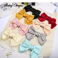 temperament big solid color barrettes large silk bow hairpins for women hair clips chiffon satin hairgrips new hair accessories