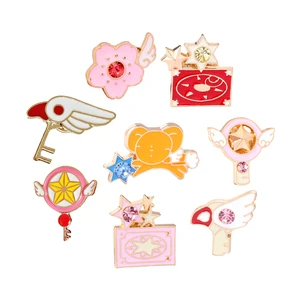 Булавки для аниме-карт, булавки, броши, крылья для карт, звезда, палочка, волшебный ключ, керо, джинсовые куртки, булавки, значки, японские ювелирные изделия