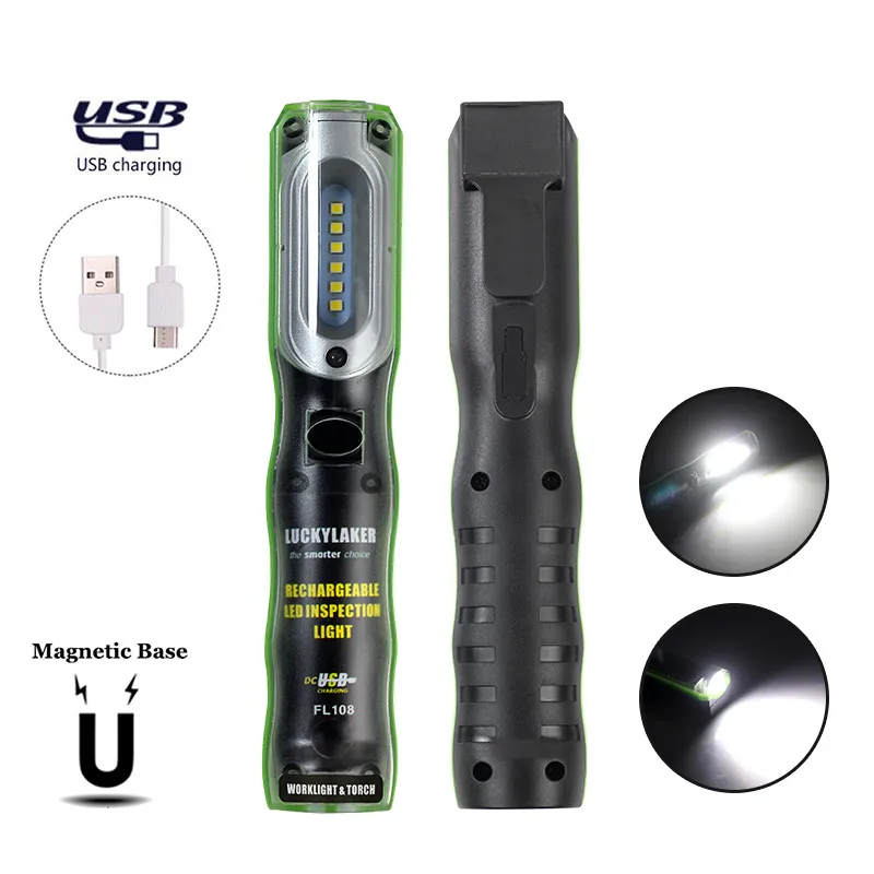 Portable LED Flashlight Rechargeable Magnetic Torch Work Light COB Inspection Lamp For Outdoor Camping Working fishing | Спорт и