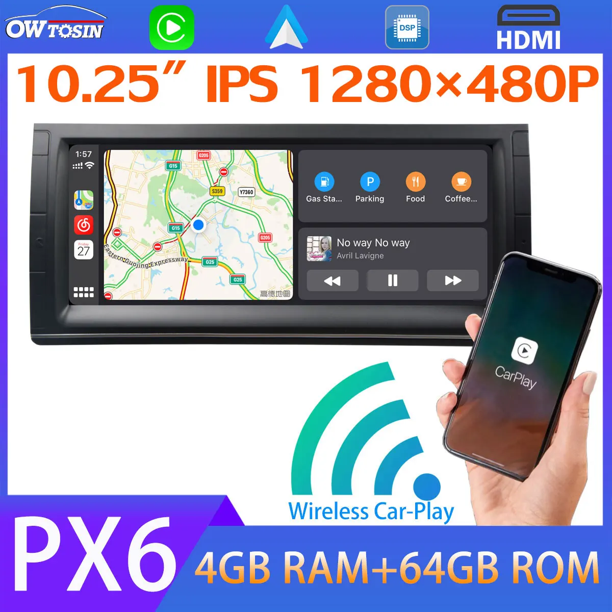 10 25 &quotIPS 1280*480P Android 0 PX6 4G + 64G GPS для BMW 5er E39 E53 x5 Land Rover Range Bluetooth 5 Carplay радио * USB |